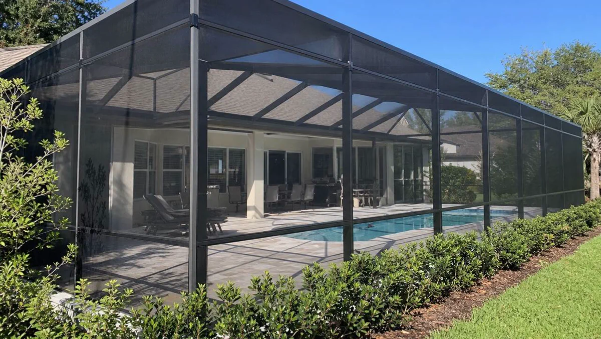 Pool cage after rescreening Cape Coral Lee County new mesh